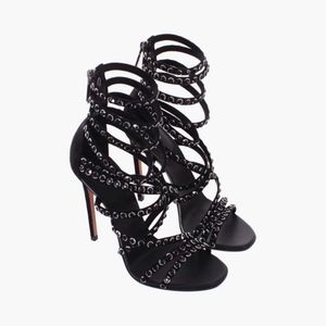 BALMAIN Multi-strap suede leather Diva sandals